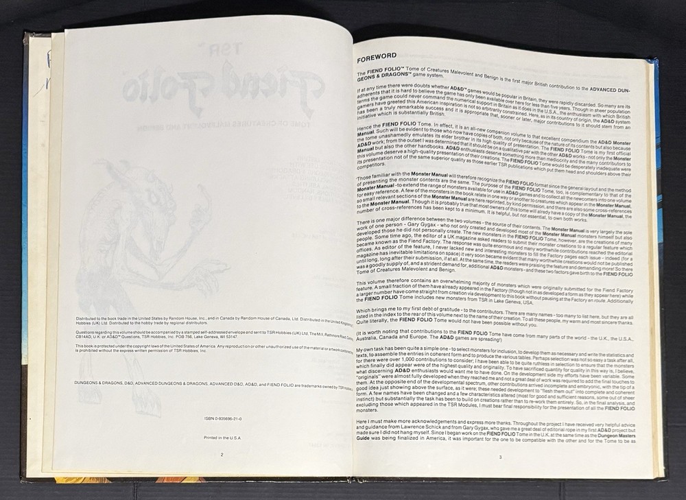 Advanced Dungeons & Dragons Fiend Folio Hardcover Book