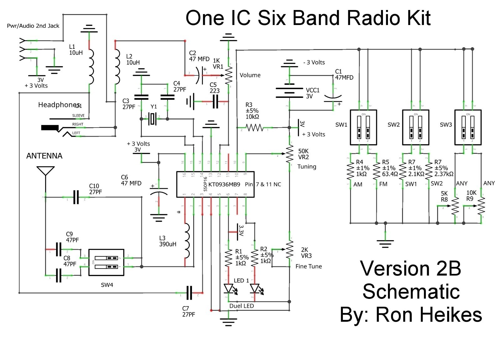 One IC Radio Kit. Receives AM FM SW1 SW2 +2 user choice! It's a Fun DIY Kit !