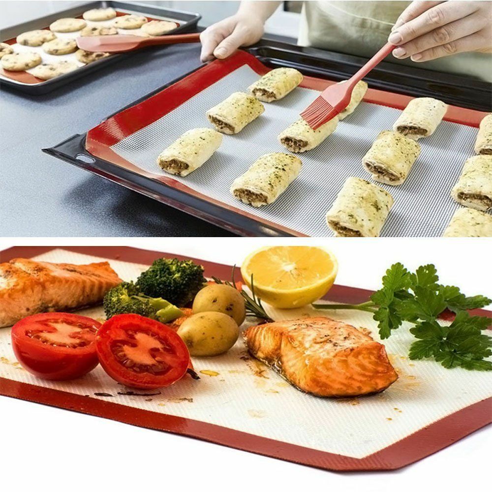 2 Pack Silicone Baking Mat Bakeware Oven Non Stick Cookie Tray Heat Resistant