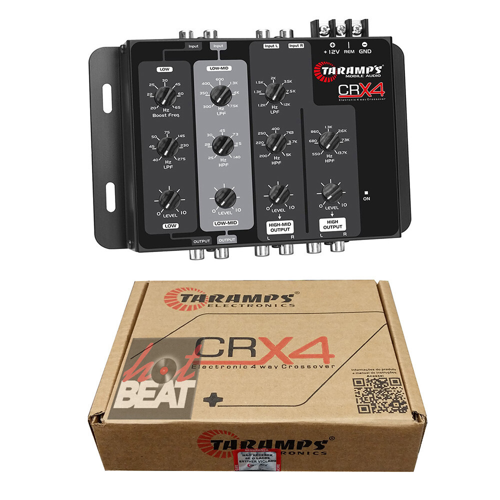 Taramps CRX4 Compact Car Audio Crossover Processor with Bass Boost