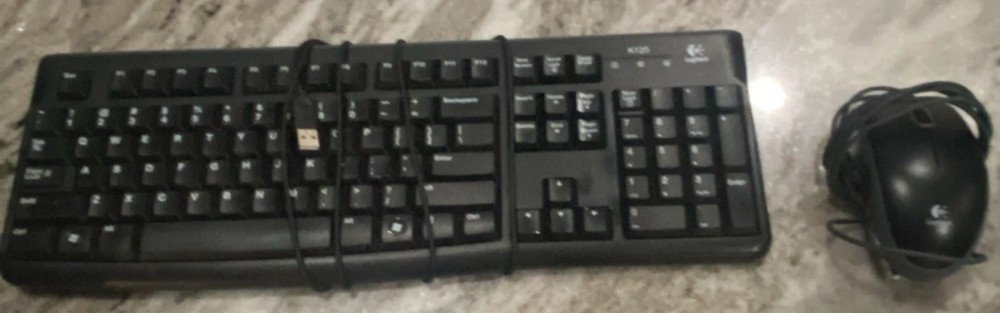Logitech K120 Wired USB Keyboard & Mouse Bundle, QWERTY English, Black