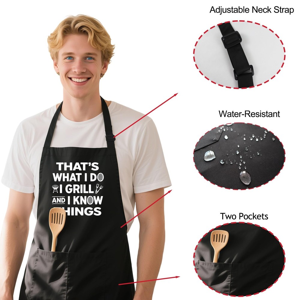 Funny Grilling Aprons for Men Adjustable BBQ Cooking Chef Apron 2 Pockets