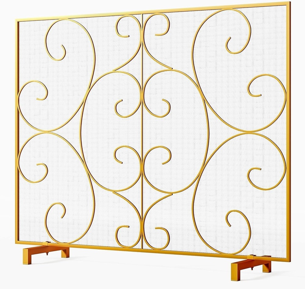 Single Panel Decorative Fireplace Screen Stand Alone Cover Handcrafted Durable