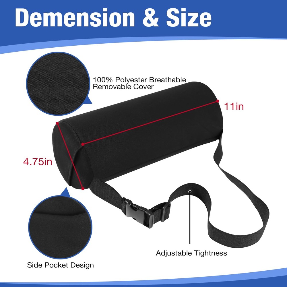 Lumbar Support Pillow for Office Chair Car Back Support Cushion Adjustable Strap