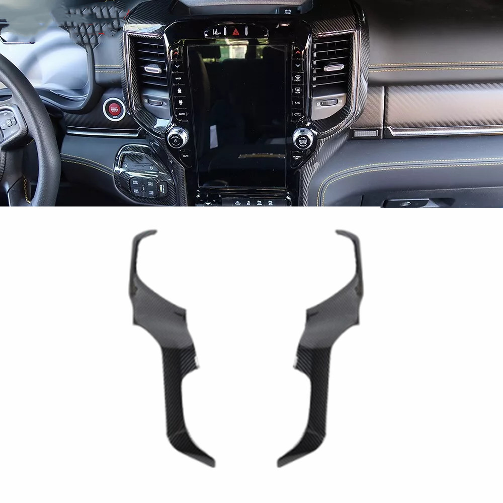 Center Console Navigation Screen Side Panel Trim Cover For Ram 1500 19-25Carbon