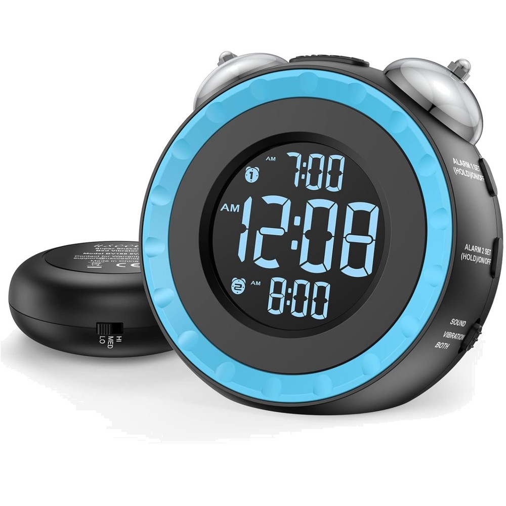 USB Alarm Clock with Bed Shaker - Customizable Brightness & Snooze Function