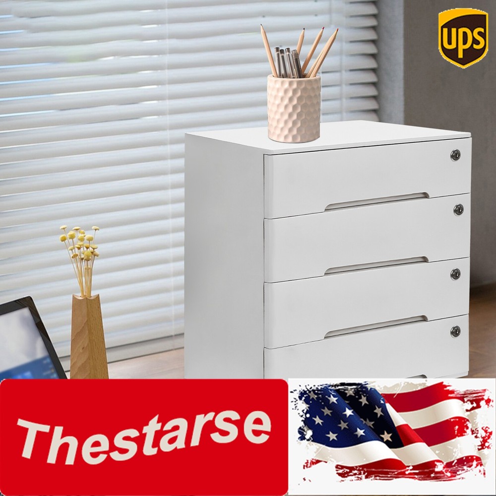 Desktop Storage Box 4-layer with Lockable Drawers Office Supplies File Organizer