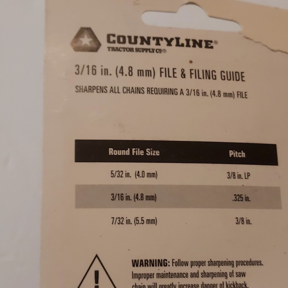 Chainsaw file 3/16" guide and handle 8" file kit