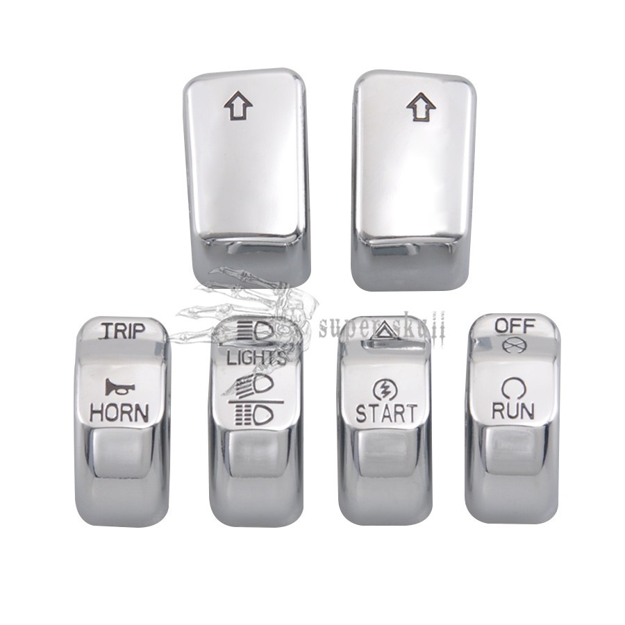 Chrome Hand Control Switch Housing Button Cover Cap Kit For Harley Softail/Dyna