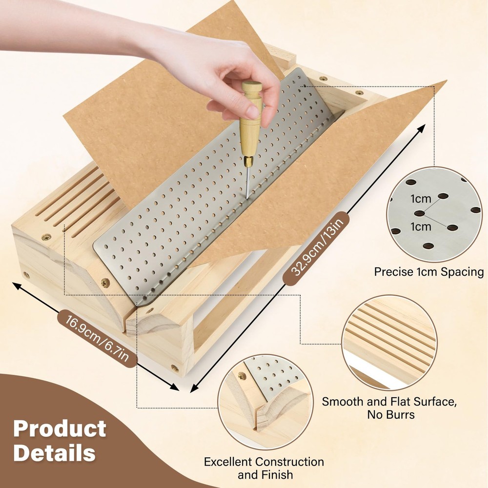 Bookbinding Punching Cradle Set, Includes Dual-Use Piercing Guide, with a Awl...