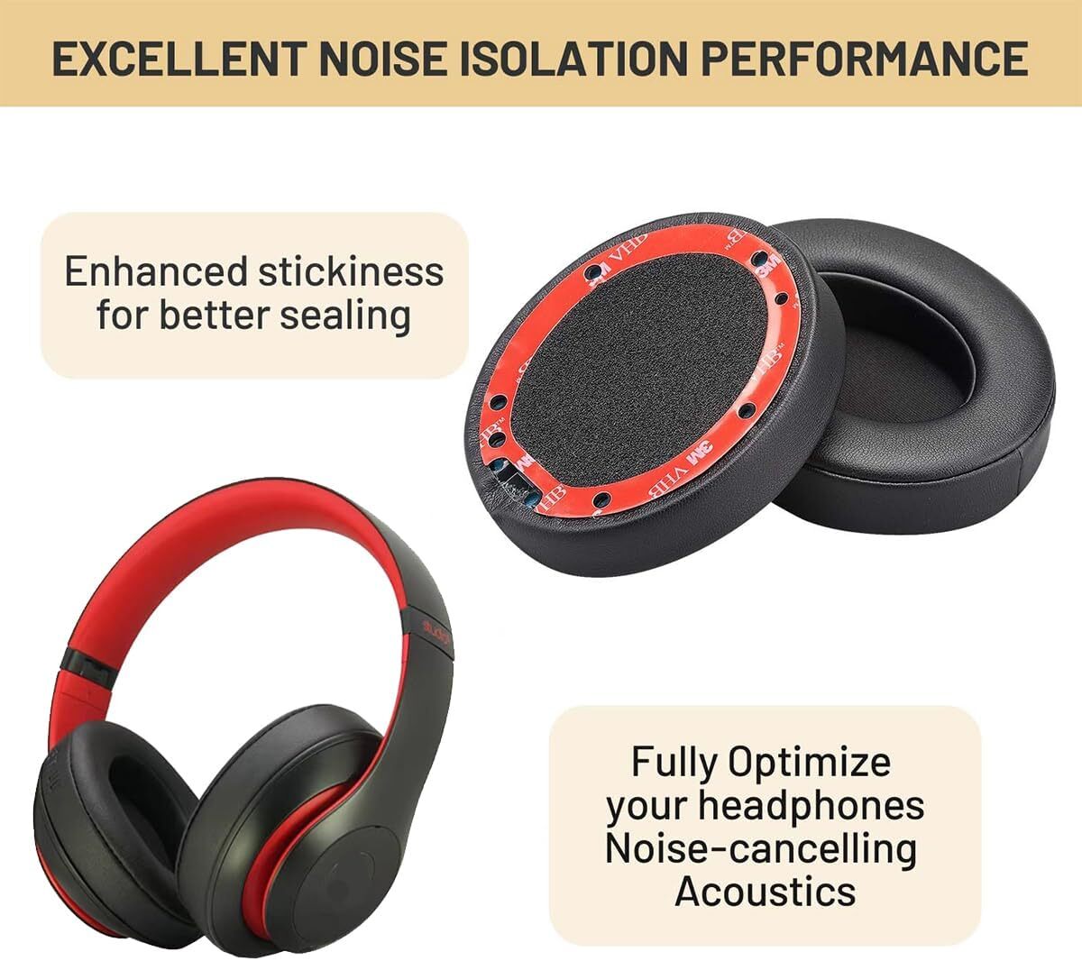 2x Ear Pad Cushion Replacement For Beats Dre Studio 2 3 Wireless / Wired 2.0 3.0