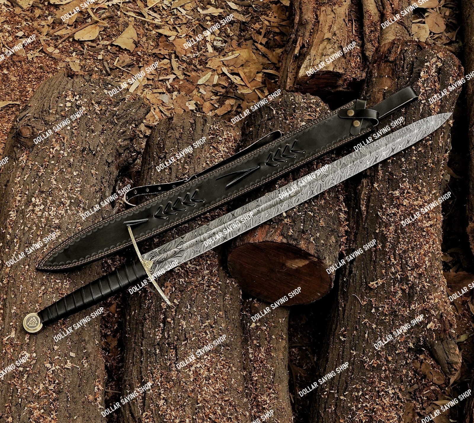Damascus Steel Viking, Einherjar Blade of Valhalla / Norse Inspired long sword.