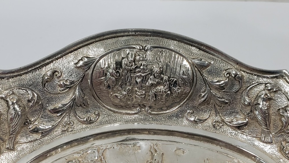 Antique Dutch Hallmarked 833 Silver Embossed Dish