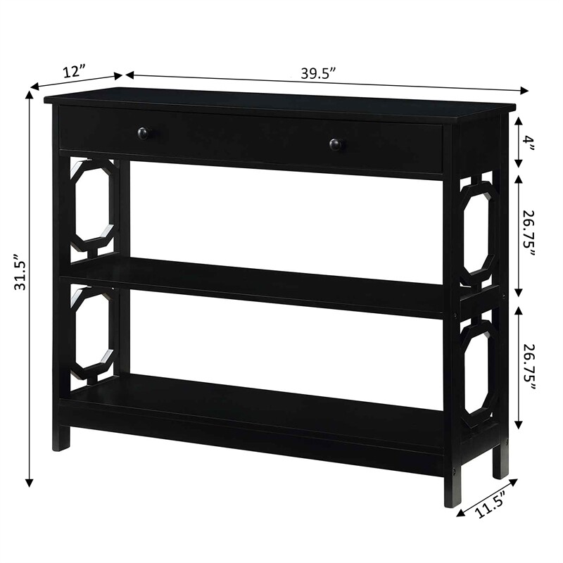 Pemberly Row Modern Storage Console Table in Black Wood Finish