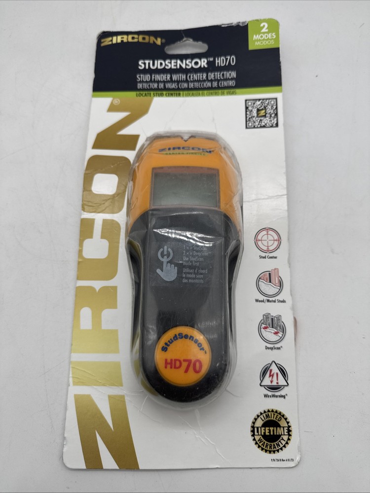 Zircon StudSensor HD70 Stud Finder LED Center Detection Wire Warning