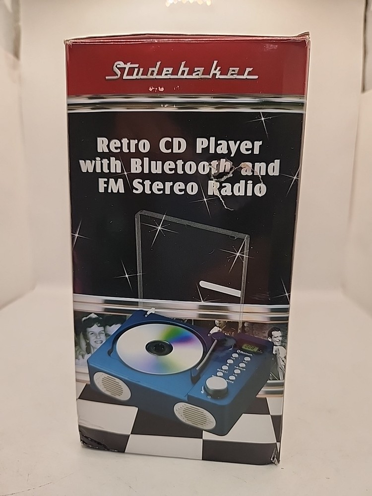 Studebaker SB3720 Portable Stereo Bluetooth CD Player with MP3 Playback, Blue