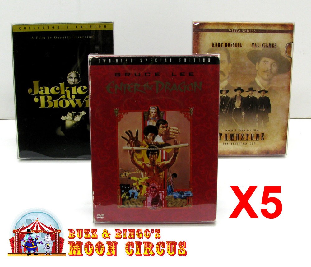 5x DVD FULLSLIP LARGE (SIZE DV5) -CLEAR PLASTIC PROTECTIVE BOX PROTECTOR SLEEVE