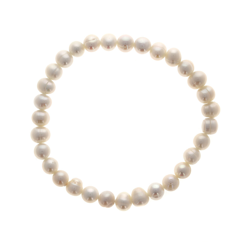 Small Pearl Stretch Bracelet, Genuine Cultured Freshwater Pearls, Bracelet, 7.5"