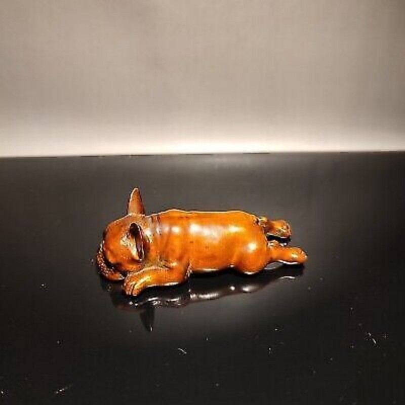 Vintage Wood Carved Wooden Sculptures Statue Gift Mini To Be Naughty Mangy Dogs
