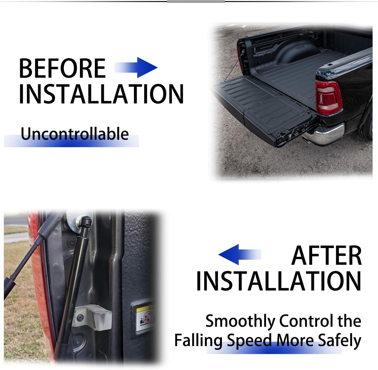 Truck Tailgate Assist, Compatible with Ram 1500 2009-2018, Ram 2500 3500 2010-20