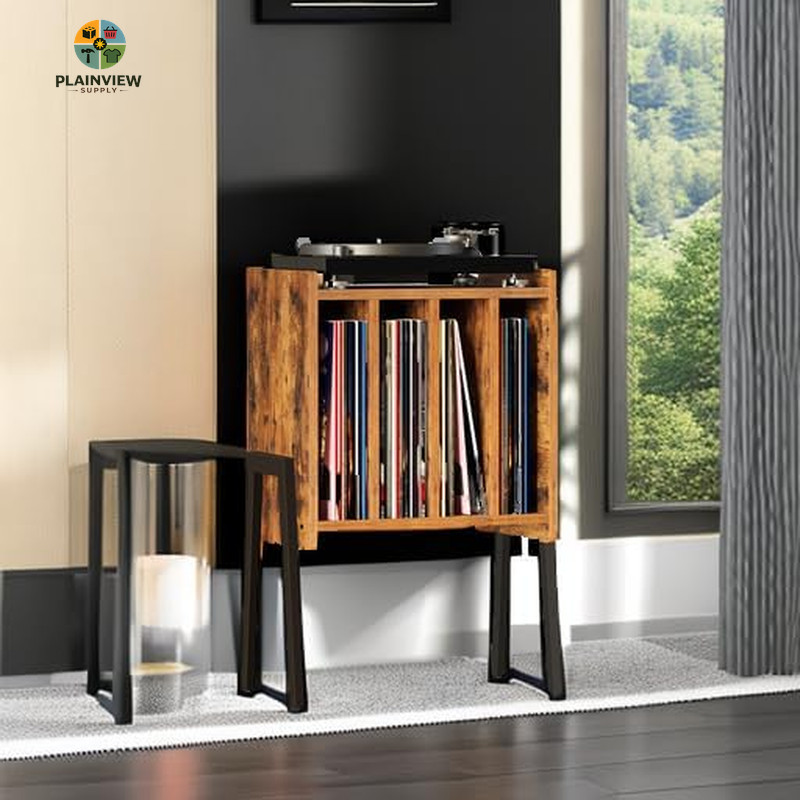 Record Player Stand, Record Storage Table, End Table with Vinyl Holder Display S