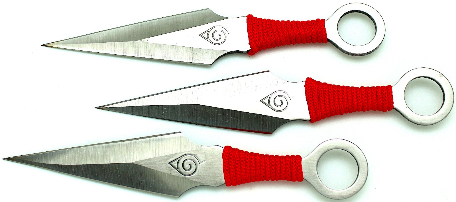 6 1/2" NEW 3 Pc AEROBLADES Silver Red Cord KUNAI THROWING KNIVES Throw Knife Set