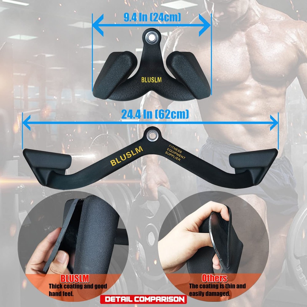 LAT Pull Down Bar for Cable Machine, LAT Pulldown Attachments T-bar V-bar Cab...