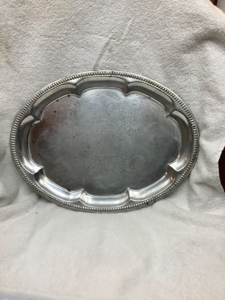 Vintage oval silver-plated serving tray