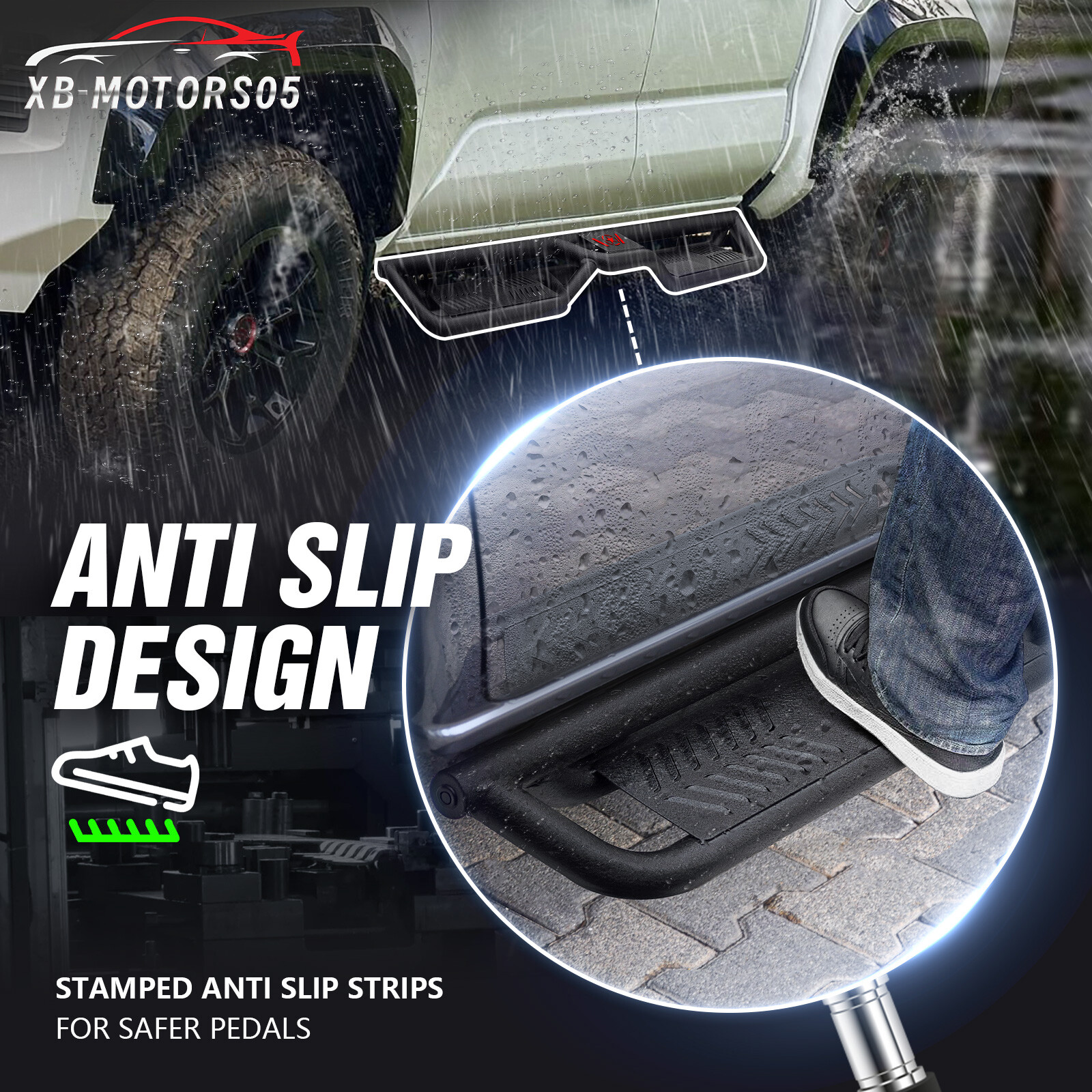 Running Boards Side Steps For 2024-2025 Toyota Tacoma Double Cab & Crew Cab