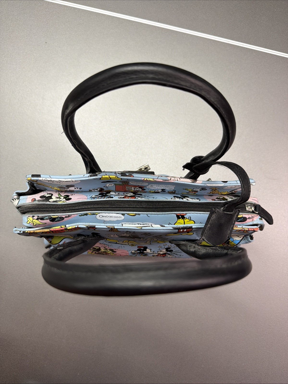 Disney Minnie & Mickey Mouse Purse Lock & Key Satchel Handbag Cartoon Comic Blue