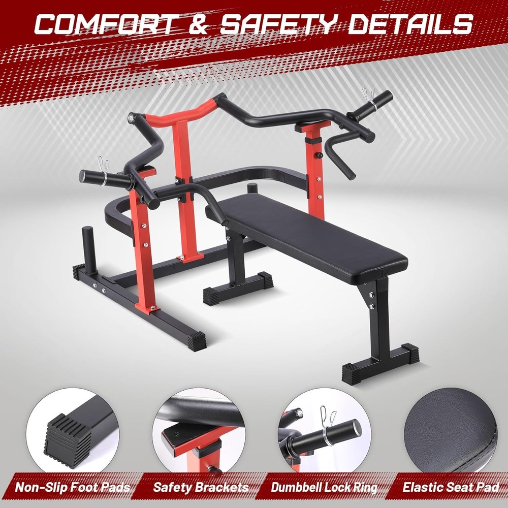 ✨Chest Press Machine with Adjustable Flat Bench & Smooth Bearings,Workout Machin