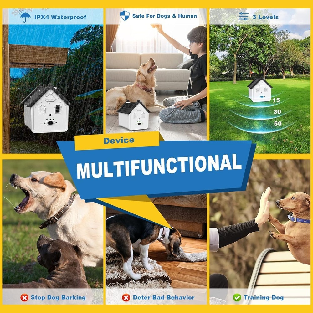 Effective Anti Barking Deterrent - 3 Adjustable Levels Bark Control Device, 5...