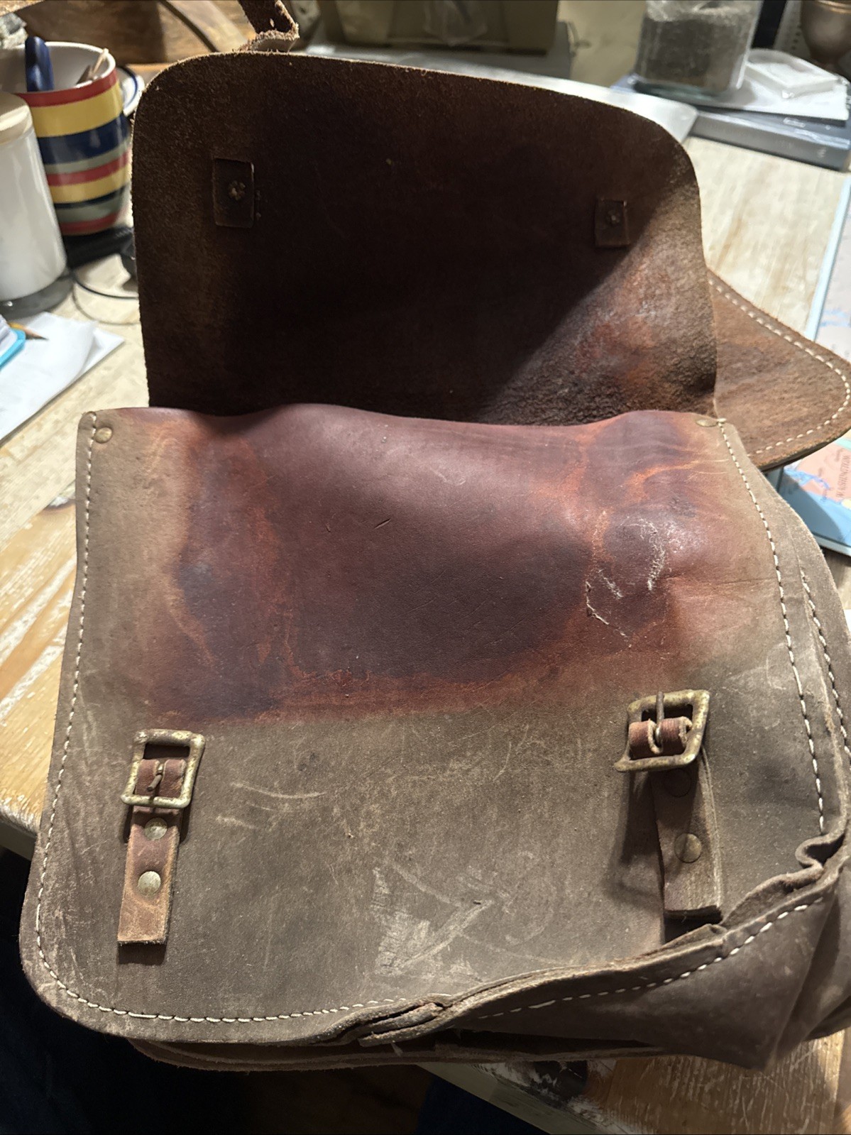 used vintage leather western horse saddle bags