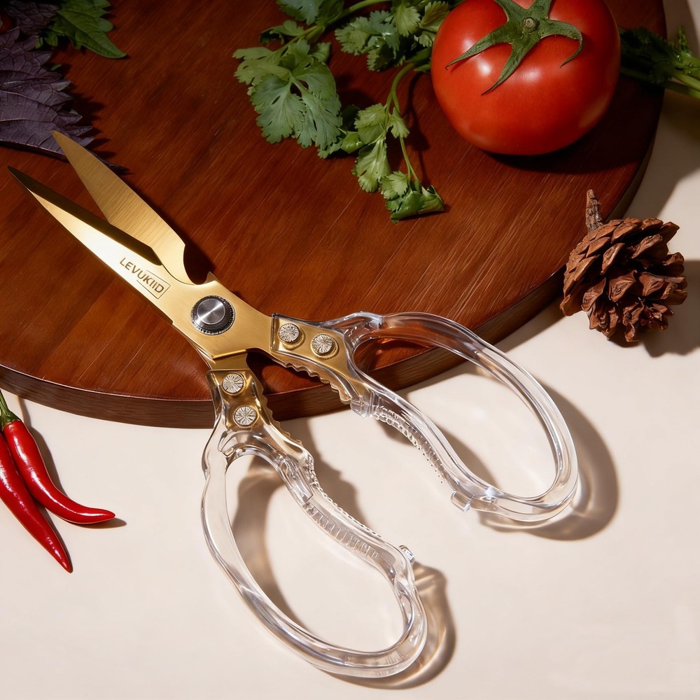 Rust-Resistant Kitchen Scissors, Transparent and Stylish Handle, Suitable For...
