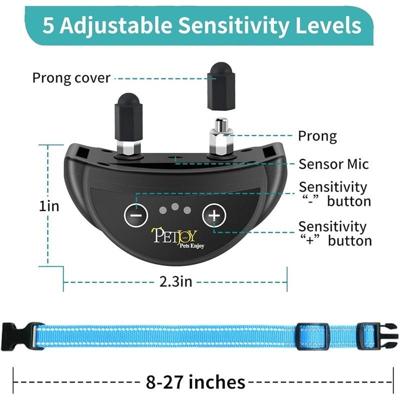 Dog Bark Collar W/ 7 Activation Levels 5 Sensitivity Adjustable No False Trigger