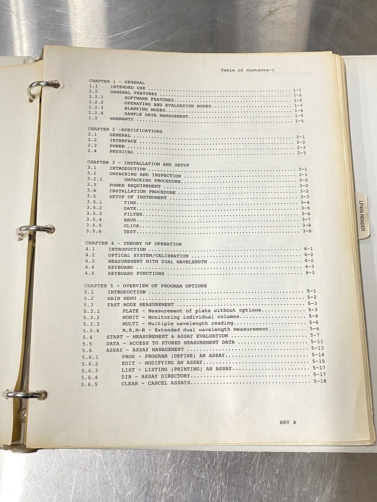 LP 400 Microplate Reader - Users Guide / Instruction Book / Manual