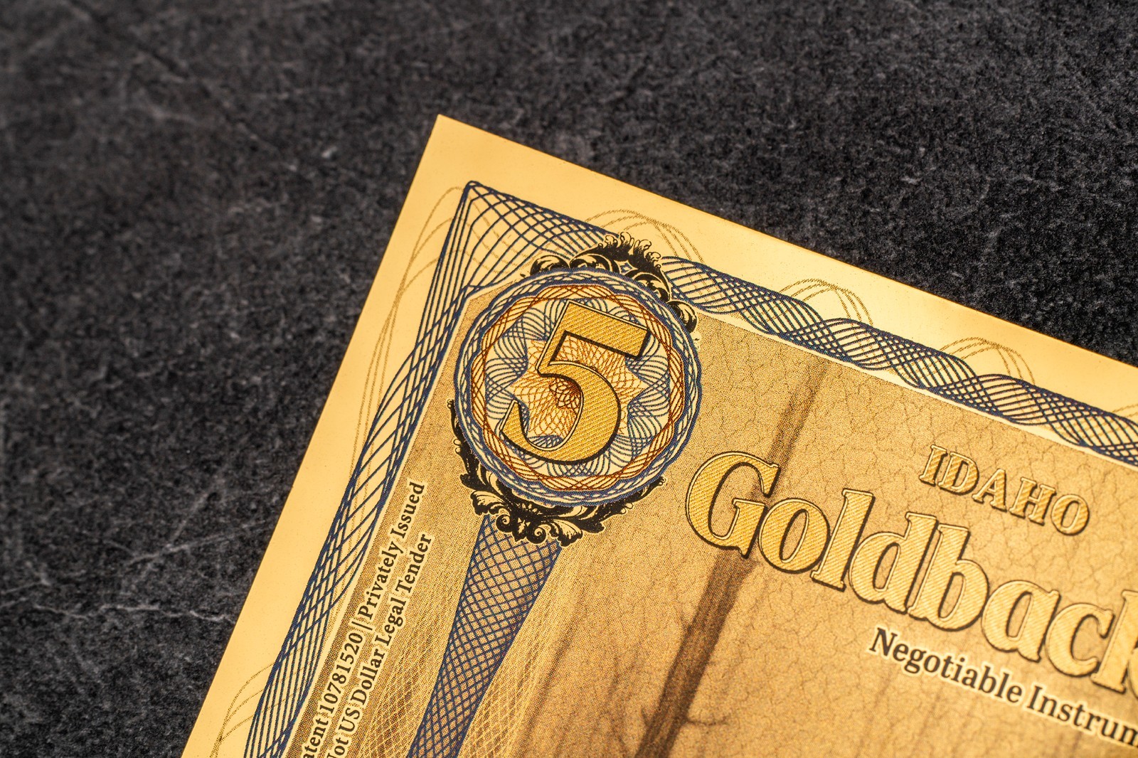 2026 - 5 IDAHO Goldback Aurum Gold Foil Note 1/200 oz 24kt .999 Fine PRESALE