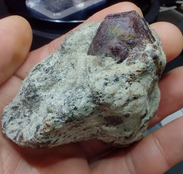 Large 1" Berry-Red Garnet in Silvery Mica Schist Staurolite Matrix-Roxbury CT