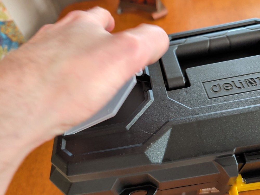 Deli Small Tool Box, 15in Plastic Toolbox with Handle, Portable Tool Box