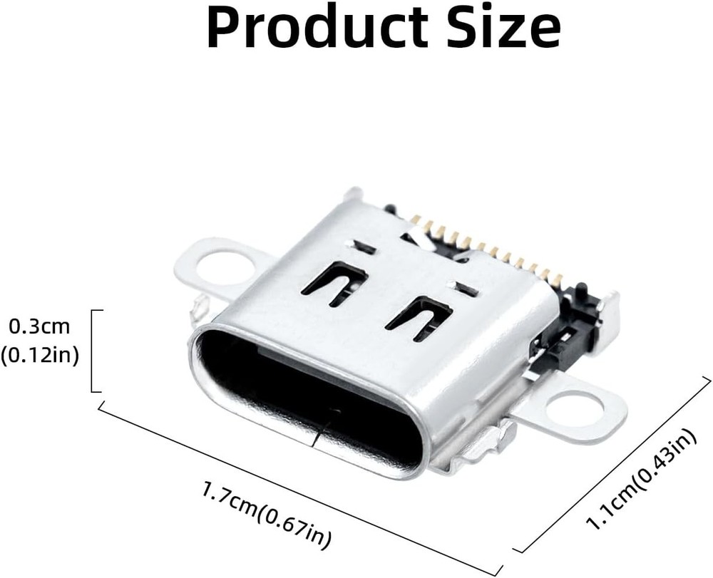Compact USB C Charging Ports for Nintendo Switch - 2 Pack Durable Connectors
