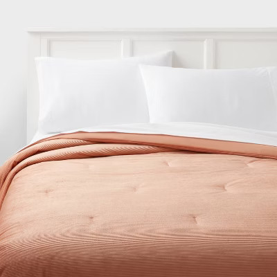 Room Essentials Corduroy Comforter Solid Ribbed Texture, Copper, Full/Queen