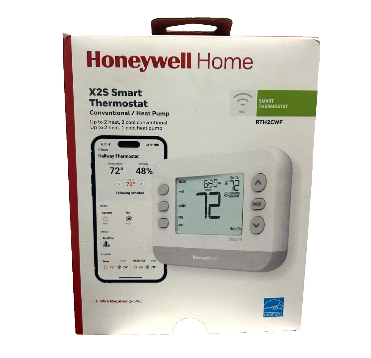 Honeywell Home X2S (RTH2CWF) Smart Thermostat Wifi Programmable. SLIGHT DAM PKGE