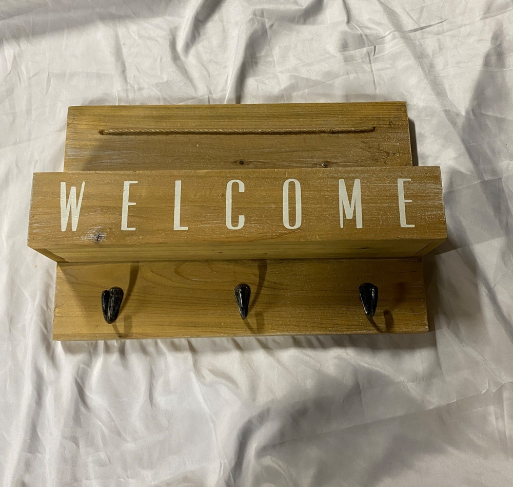 Wall-mounted Key Mail Shelf, Rustic Rack for Keys Letters Bills Coats