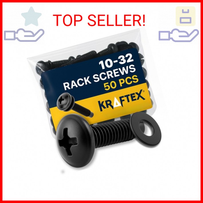 10-32 Rack Screws 50-Pack - Versatile Server Rack Accessories for Network Cabine