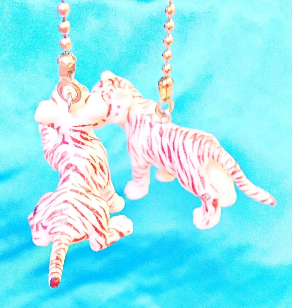 Set of Two ~ BABY WHITE TIGER ~ Ceiling Fan Pulls