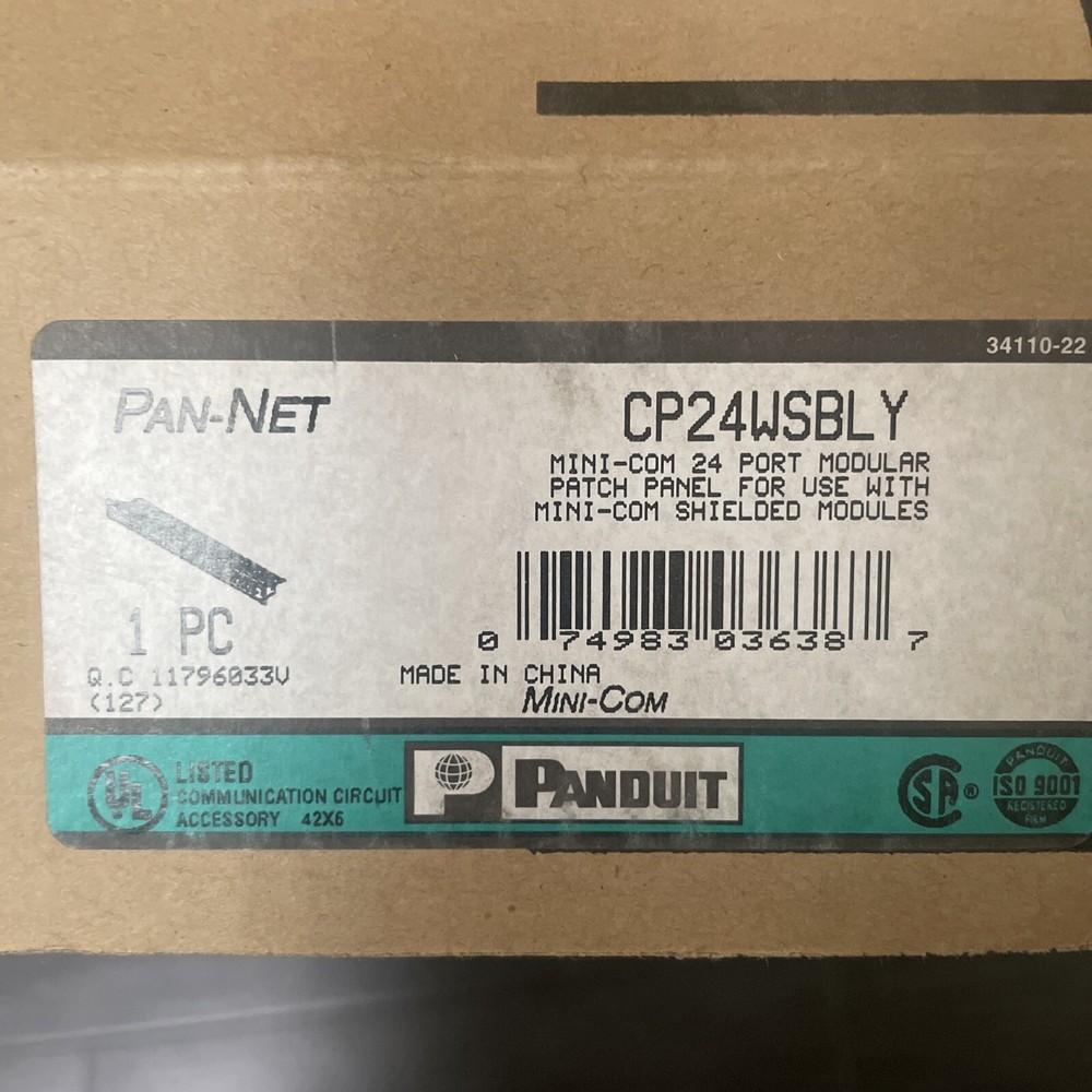 Panduit CP24WSBLY 24-Port Flat Patch Panel, Black
