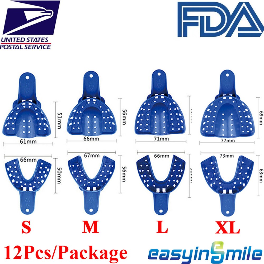 Easyinsmile Perforated Plastic Impression Trays One Quarter 12Pc/Pack Dental Use