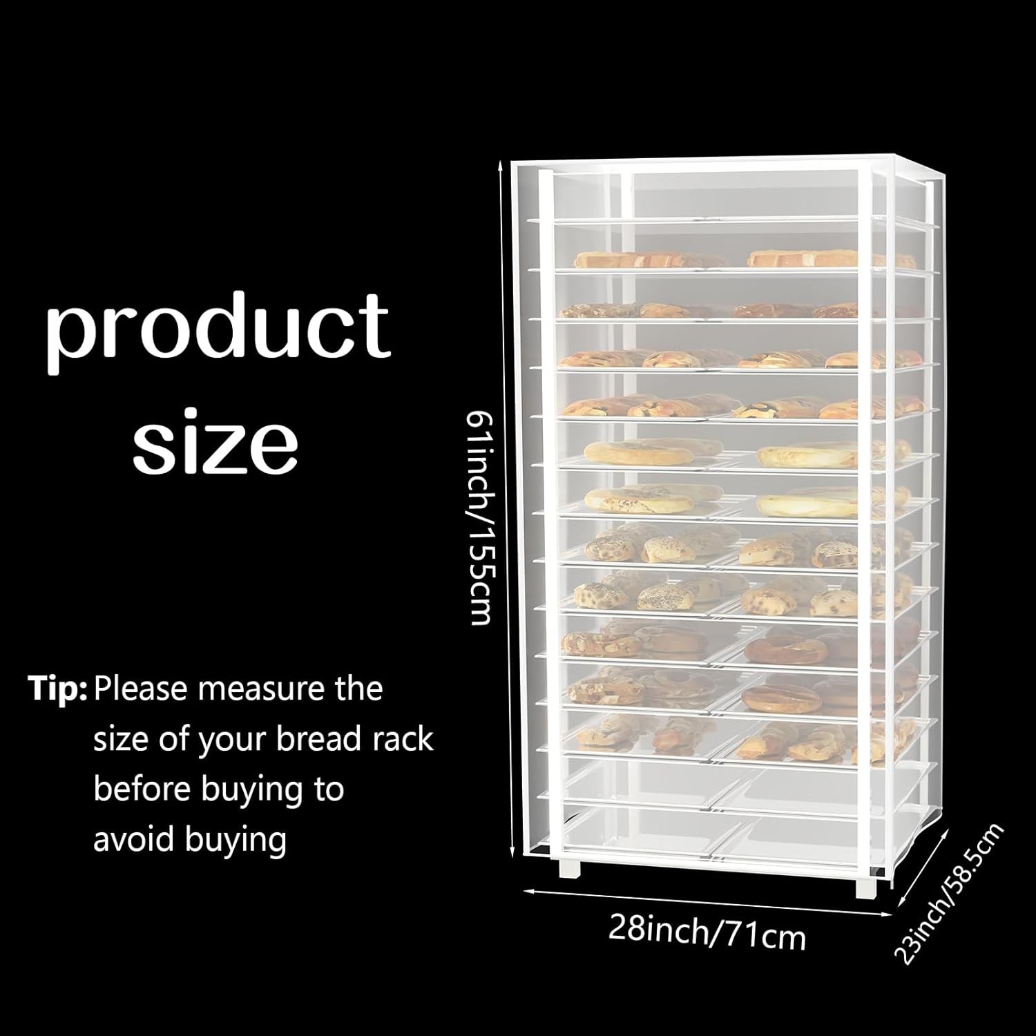 Bakers Rack Cover, Bread Racks Covers for Pantry, Clear PEVA 20tier Sheet Pan Ra