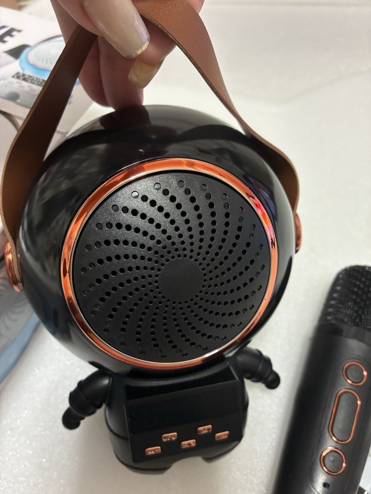 Portable Karaoke Speaker with Wireless Microphone LED Light Rechargeable