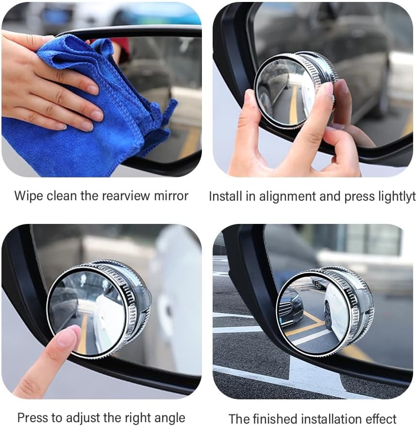 2PCS Suction Cup Convex Blind Spot Mirror, 360° Adjustable Side Color: Silver